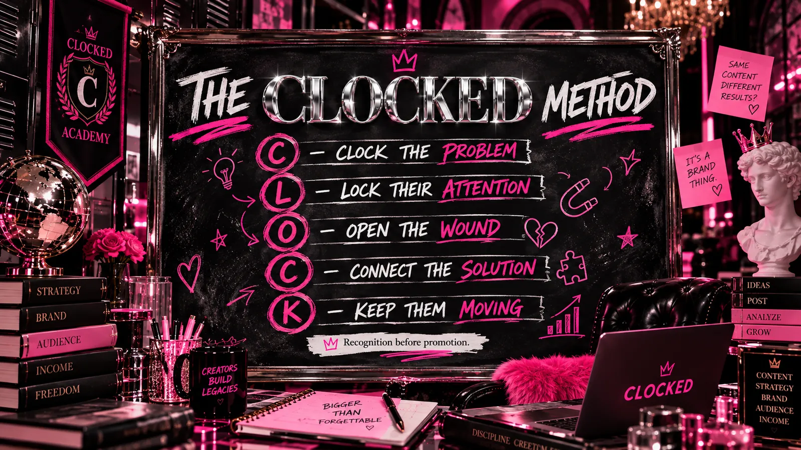 The CLOCKED Method on chalkboard
